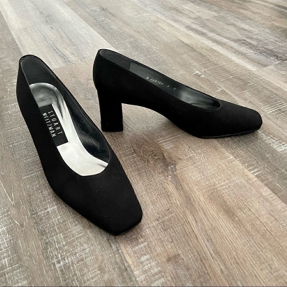 Vintage STUART WEITZMAN black fabric heels